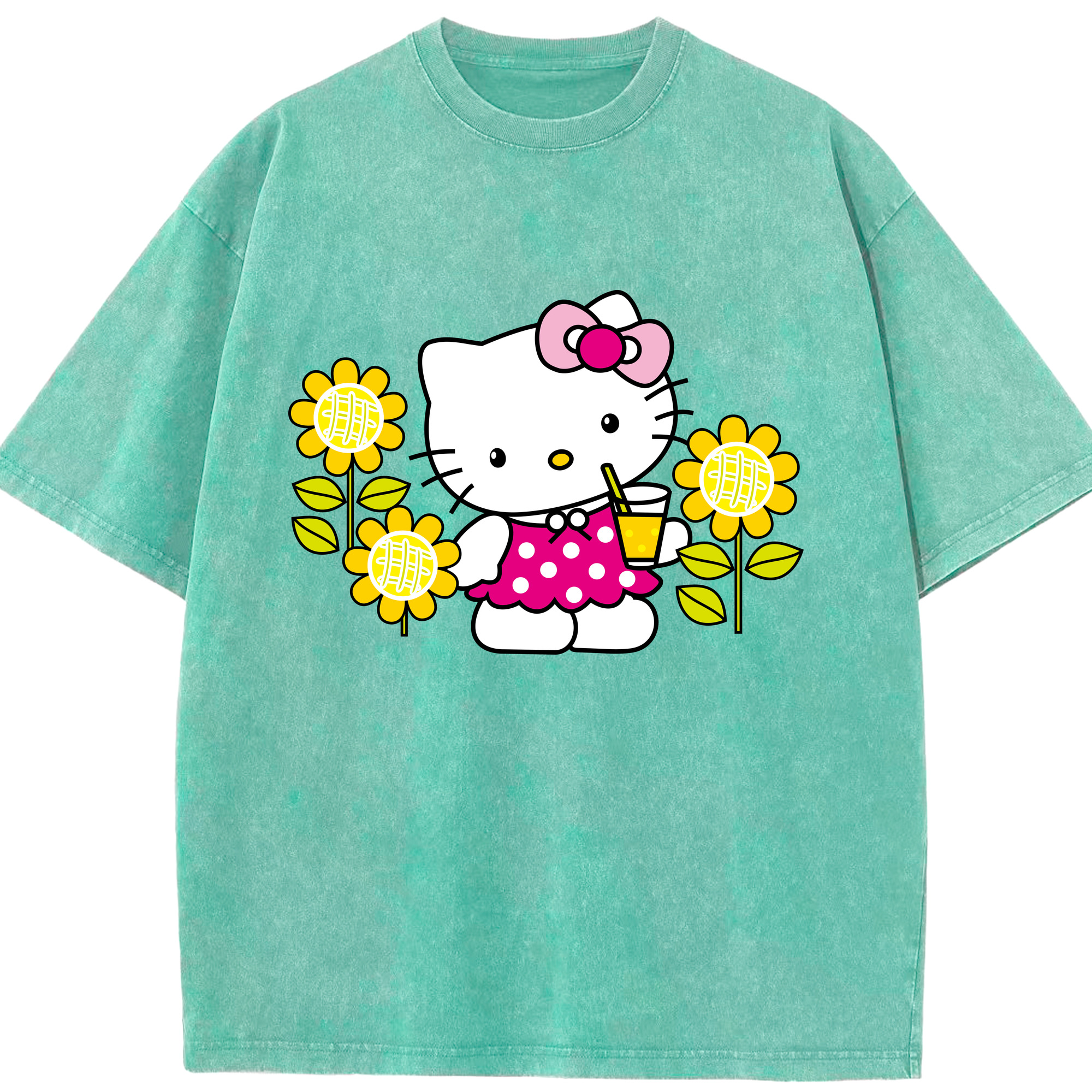 （画像用） Hello Kitty ハローキティ 綿100% ヴィンテージ風 半袖Tシャツ（フロントプリント）